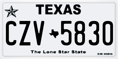 TX license plate CZV5830