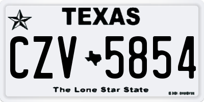 TX license plate CZV5854