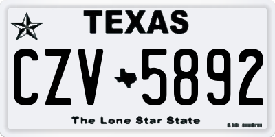 TX license plate CZV5892