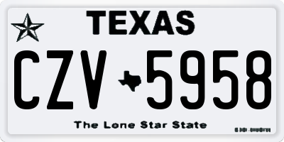 TX license plate CZV5958