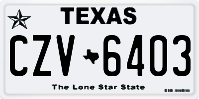 TX license plate CZV6403