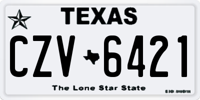 TX license plate CZV6421