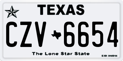 TX license plate CZV6654