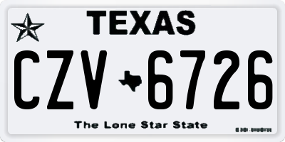 TX license plate CZV6726