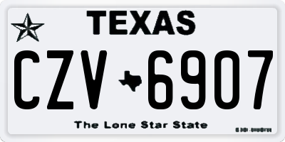 TX license plate CZV6907