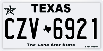 TX license plate CZV6921
