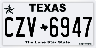 TX license plate CZV6947