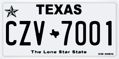 TX license plate CZV7001