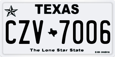 TX license plate CZV7006