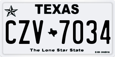 TX license plate CZV7034