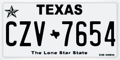 TX license plate CZV7654