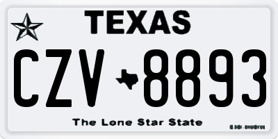 TX license plate CZV8893