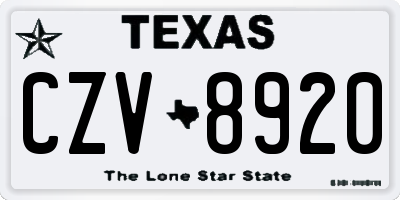 TX license plate CZV8920