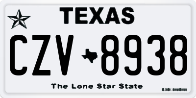 TX license plate CZV8938