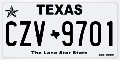 TX license plate CZV9701