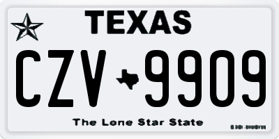 TX license plate CZV9909
