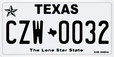 TX license plate CZW0032