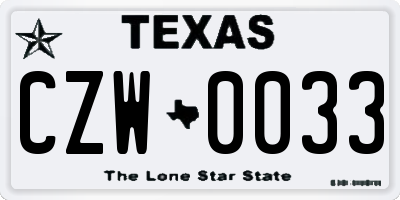 TX license plate CZW0033