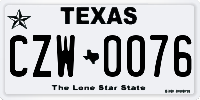 TX license plate CZW0076