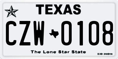 TX license plate CZW0108