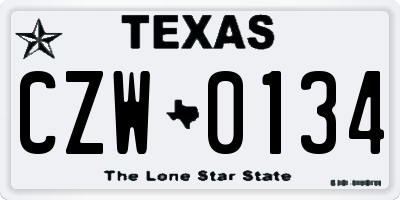 TX license plate CZW0134