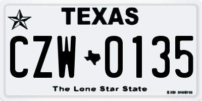 TX license plate CZW0135