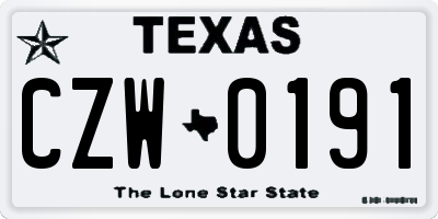 TX license plate CZW0191