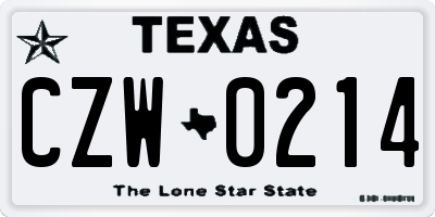 TX license plate CZW0214