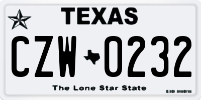 TX license plate CZW0232