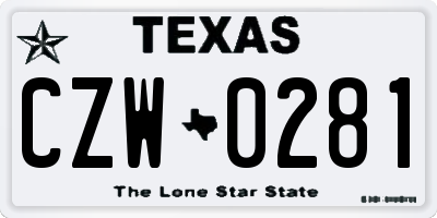 TX license plate CZW0281