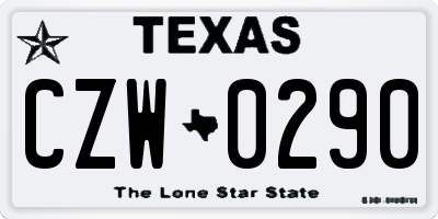 TX license plate CZW0290