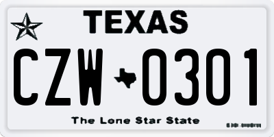 TX license plate CZW0301