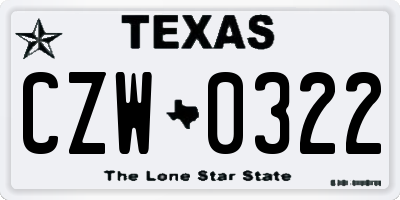 TX license plate CZW0322