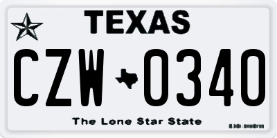 TX license plate CZW0340