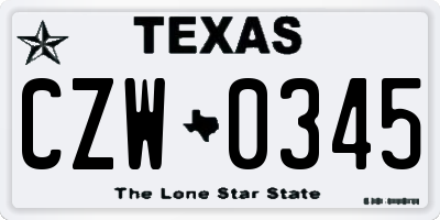 TX license plate CZW0345