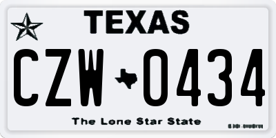TX license plate CZW0434