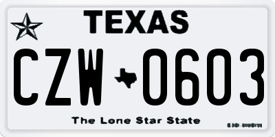 TX license plate CZW0603