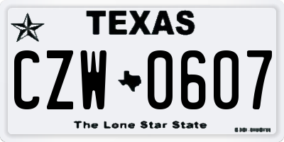 TX license plate CZW0607