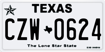 TX license plate CZW0624