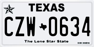 TX license plate CZW0634