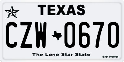 TX license plate CZW0670