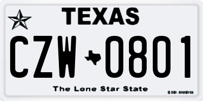 TX license plate CZW0801