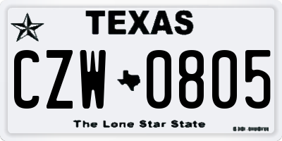 TX license plate CZW0805