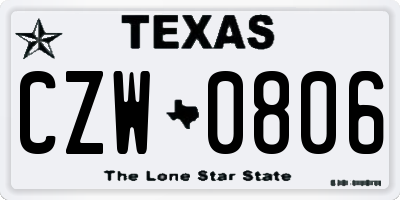 TX license plate CZW0806