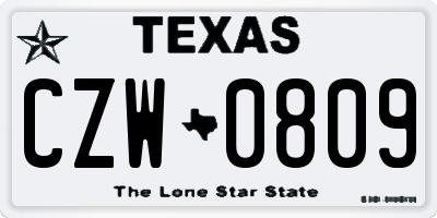 TX license plate CZW0809