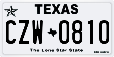 TX license plate CZW0810