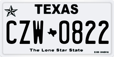TX license plate CZW0822