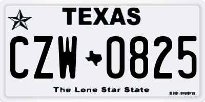 TX license plate CZW0825