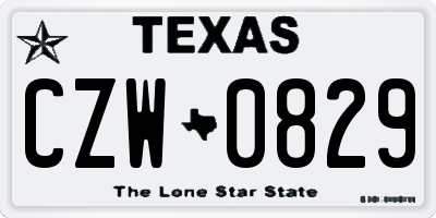 TX license plate CZW0829