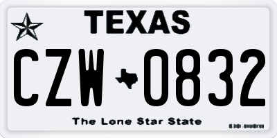 TX license plate CZW0832